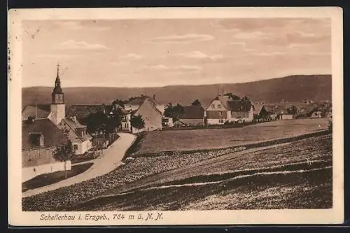 AK Schellerhau i. Erzgeb., Blick über den Ort