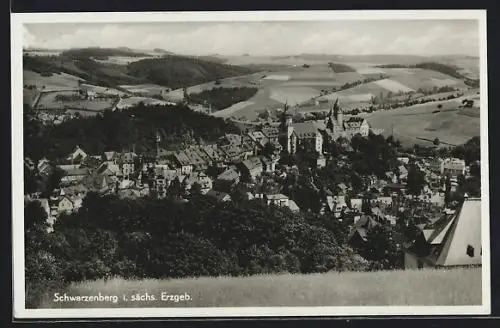 AK Schwarzenberg /Erzgeb., Gesamtansicht aus der Vogelschau