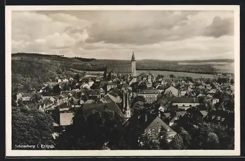 AK Schneeberg /Erzgeb., Ortsansicht aus der Vogelschau