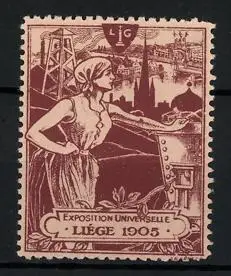 Reklamemarke Liége, Exposition Universelle 1905, Arbeiterin am Ortsrand