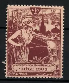 Reklamemarke Liége, Exposition Universelle 1905, Arbeiterin am Ortsrand