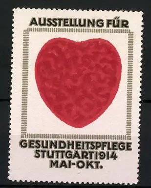 Reklamemarke Stuttgart, Ausstellung f. Gesundheitspflege 1914, rotes Herz