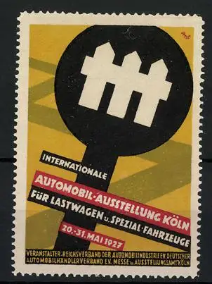 Reklamemarke Köln, Internationale Automobil-Ausstellung f. Lastwagen u. Spezialfahrzeuge 1927, Messelogo