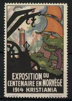 Reklamemarke Kristiania, Exposition du Centenaire en Norvege 1914, Leuchtturm
