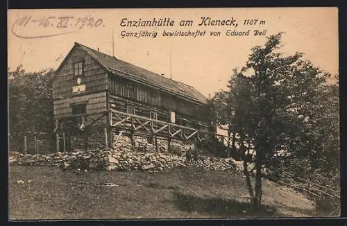 AK Enzianhütte, Bes. Eduard Dell, Berghütte am Kieneck