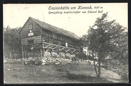 AK Enzianhütte, Bes. Eduard Dell, Berghütte am Kieneck