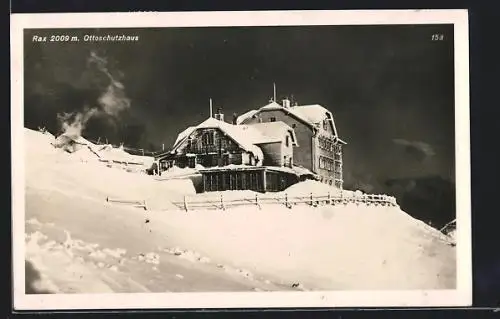 AK Ottohaus, eingeschneite Schutzhütte auf der Rax