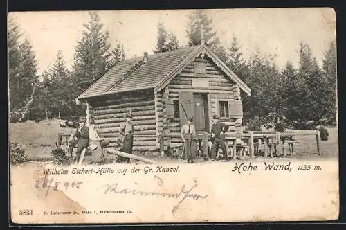 AK Wilhelm-Eichert-Hütte, Berghütte mit Besuchern auf der Gr. Kanzel