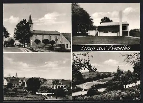 AK Essentho, Kirche, Orts-Teilansicht, Landschaftspanorama
