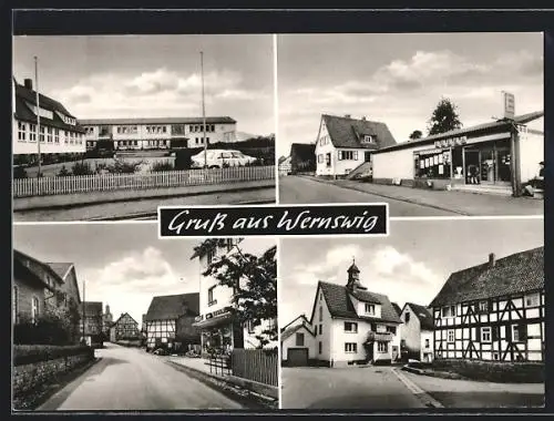 AK Wernswig, Orts-Teilansichten, EDEKA-Handlung