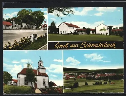 AK Schrecksbach, Kirche, Siedlung, Gesamtansicht