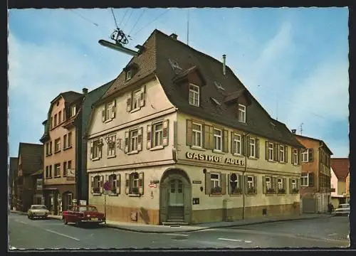 AK Stuttgart-Untertürkheim, Hotel-Gasthof Adler an der Strassenecke