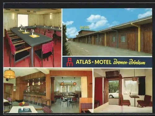 AK Brinkum / Stuhr, Atlas-Motel, Innen- und Aussenansicht
