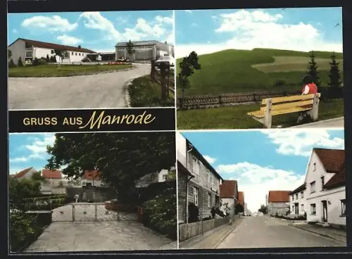 AK Manrode, Gebäude- und Strassenansichten, Landschaftsbild