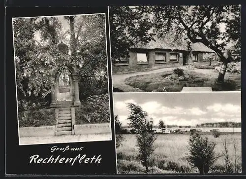 AK Rechtenfleth, Denkmal, Weiderhof, Campingplatz