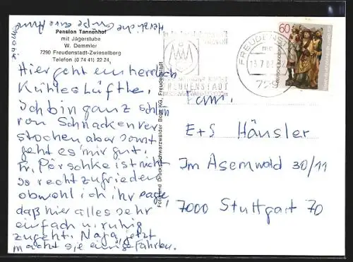 AK Freudenstadt-Zwieselberg, Pension Tannenhof, Inh. W. Demmler