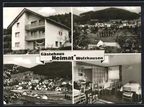 AK Wolzhausen (Hessen), Gästehaus Heimat mit Innenansicht, Ortsansicht