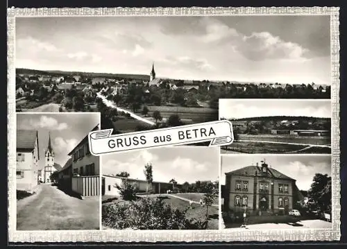 AK Betra über Horb, Gesamtansicht mit Kirche, Schule und Rathaus