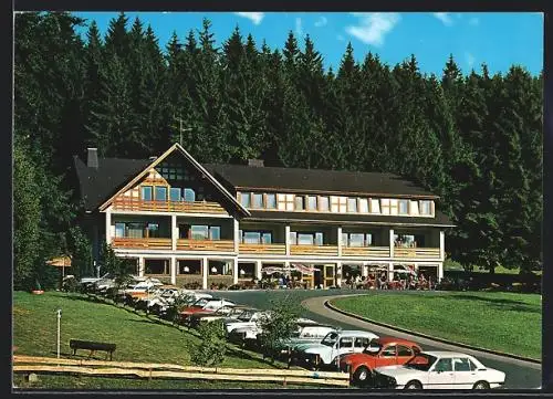 AK Fredeburg /Hochsauerland, Hotel-Pension Klein mit Terrasse und Parkplatz