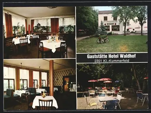 AK Klein-Kummerfeld, Gaststätte-Hotel Waldhof, Innen- und Aussenansichten