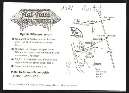AK Uetersen-Neuendeich, Restaurant Aal-Kate, reetgedecktes Haus, Innenansichten