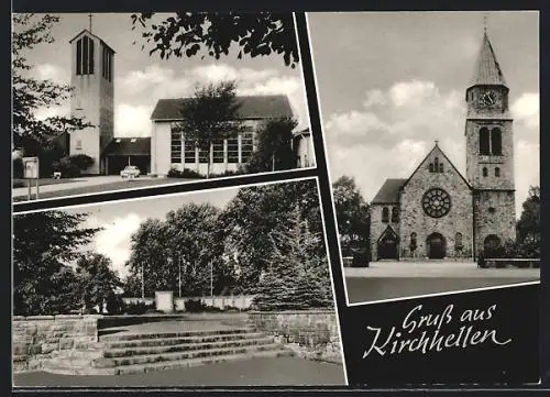 AK Kirchhellen /Recklinghausen, Zwei Kirchen und ein Friedhofseingang