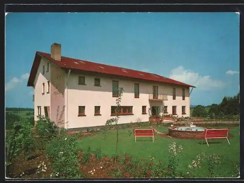 AK Siedelsbrunn bei Waldmichelbach, Café-Pension Maienhof, Gartenansicht