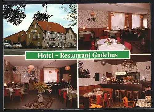 AK Celle-Gross Hehlen, Hotel-Restaurant Gudehus, Innen- und Aussenansicht, Celler Str. 11