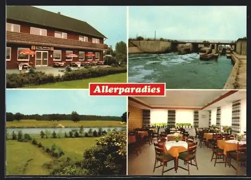 AK Langlingen /Celle, Gästehaus Allerparadies, Schleusenweg 1, Blick auf die Schleuse