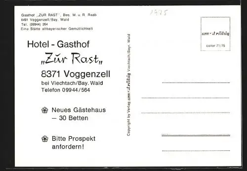 AK Voggenzell /Bay. Wald, Gasthof Zur Rast, Innen- und Aussenansicht