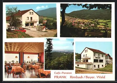 AK Rimbach /Bayer. Wald, Ortsansicht, Café-Pension Frank, Innen- und Aussenansicht