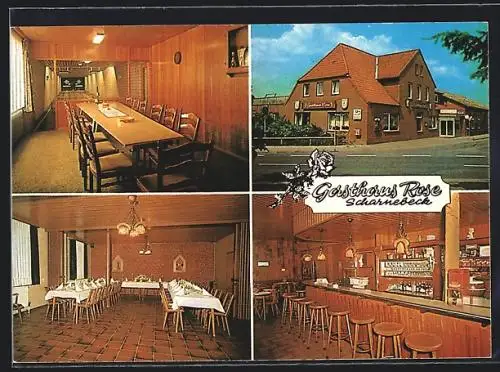 AK Scharnebeck, Gasthaus Rose, Innen- und Aussenansicht, Echemer Strasse 1