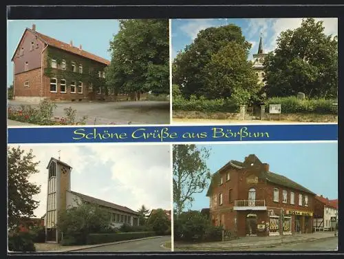 AK Börssum, Ortsansicht, Blick nach der Kirche, Edeka-Markt Ohlhof