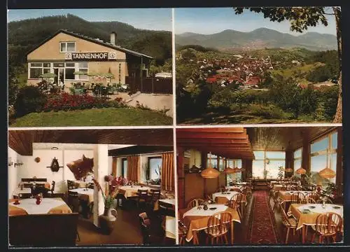 AK Loffenau / Schwarzwald, Hotel-Restaurant Tannenhof, Aussen- und Innenansichten, Panorama