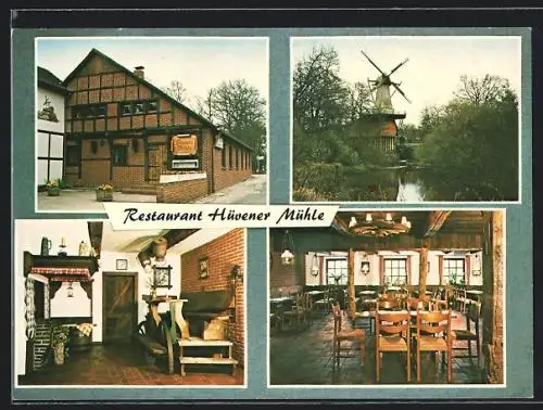 AK Hüven, Restaurant Hüvener Mühle, Inh. Fam. Meyer, Aussen- und Innenansichten