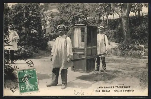 AK Royat, Chaise a Porteur, L`Auvergne Pittoresque