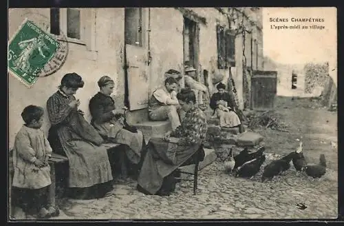 AK Auvergne, Scènes Champetres, L`Après-Midi au Village, Types d`Auvergne