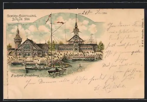 AK Berlin, Gewerbe-Ausstellung 1896, Fischerei-Ausstellung, Schiff