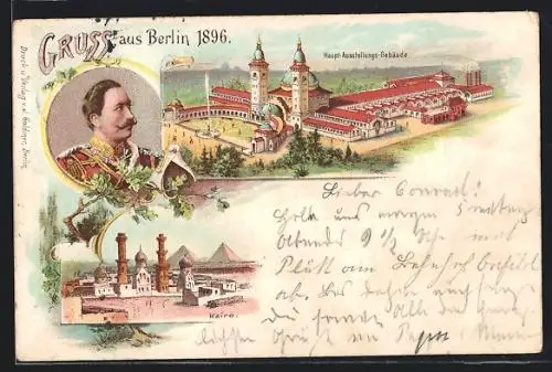 Lithographie Berlin, Ausstellung 1896, Haupt-Ausstellungs-Gebäude, Kairo