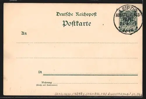 Lithographie Leipzig, Sächs.-Thür. Industrie- und Gewerbe-Ausstellung 1897, Haupthalle, Wappen