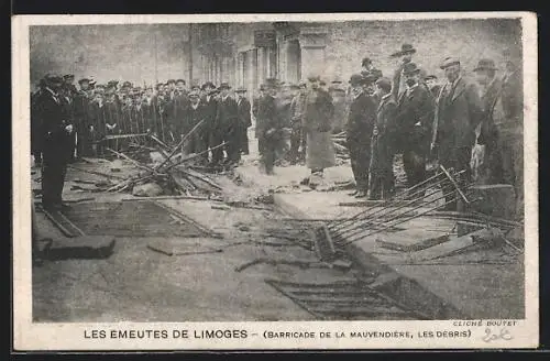 AK Limoges, Barricade de la Mauvendière, les Dèbris, Arbeiterbewegung