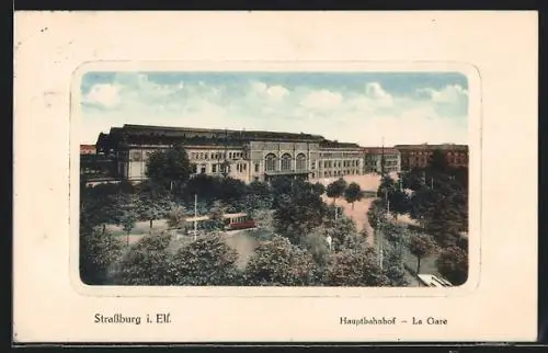 AK Strassburg i. E., Hauptbahnhof aus der Vogelschau