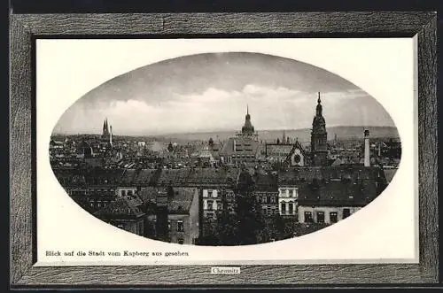 AK Chemnitz, Blick auf die Stadt vom Kapberg aus gesehen