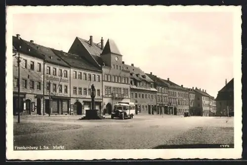 AK Frankenberg i. Sa., Markt mit Geschäften