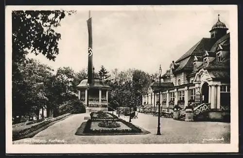 AK Bad Steben, Kurhaus mit banner