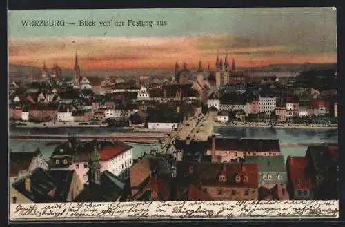 AK Würzburg, Teilansicht von der Festung aus