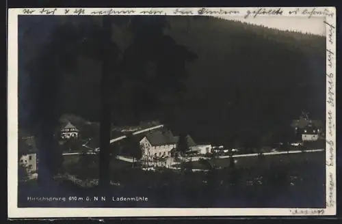 AK Hirschsprung / Lauenstein, Gasthaus Ladenmühle A. Müller aus der Vogelschau