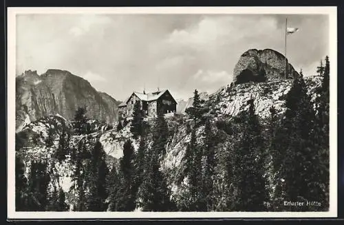 AK Erfurter Hütte, Berghütte der Sektion Erfurt d. D. u Oe. A.-V. mit Dalfazer-Köpfl und Joch und Gschöllkopf