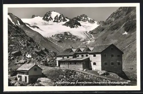AK Jamtalhütte, Berghütte gegen Jamtalferner-Jamspitzen u. Dreiländerspitze