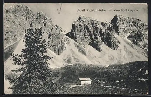 AK Adolf-Pichler-Hütte, Gesamtansicht mit Kalkkögeln